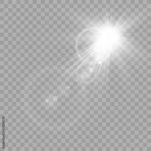 Vector transparent sunlight special lens flare light effect. Bright beautiful star. Light from the rays.	