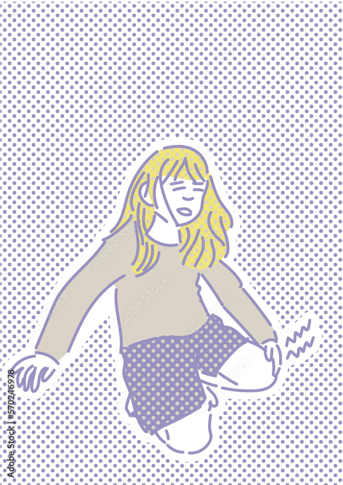 転んで膝をさする子どもの手描きイラスト 転んで膝をさする子どもの手描きイラスト