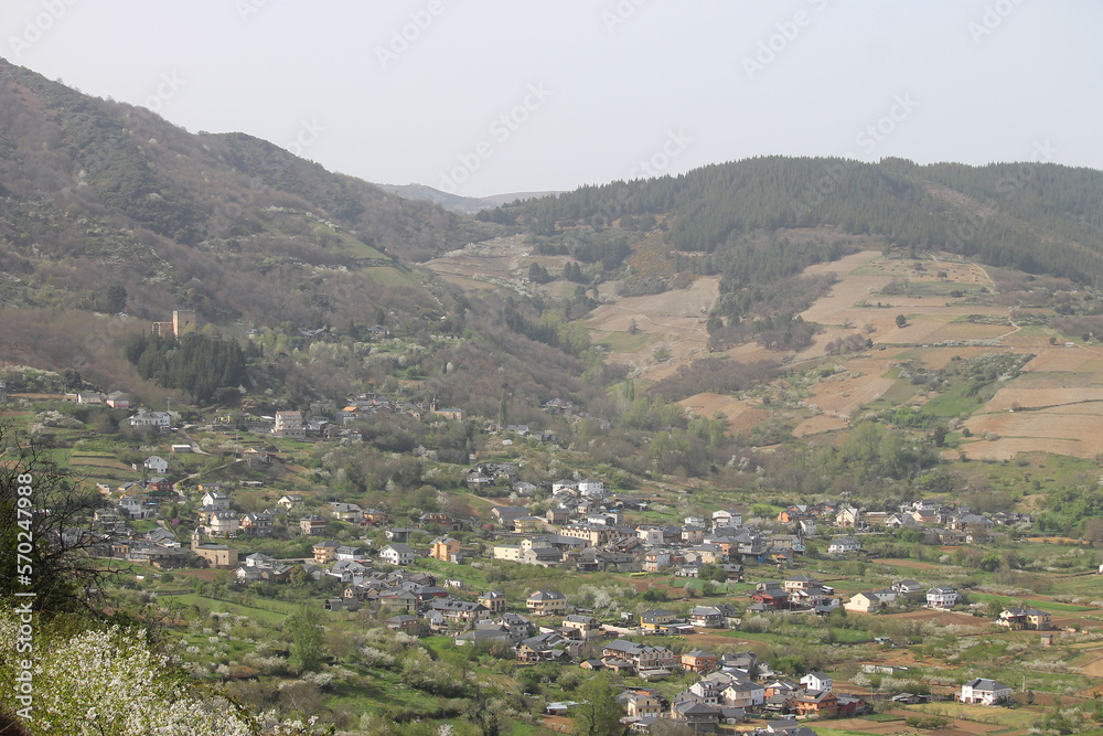 The town of Corullon in El Bierzo, Leon, Spain, in spring