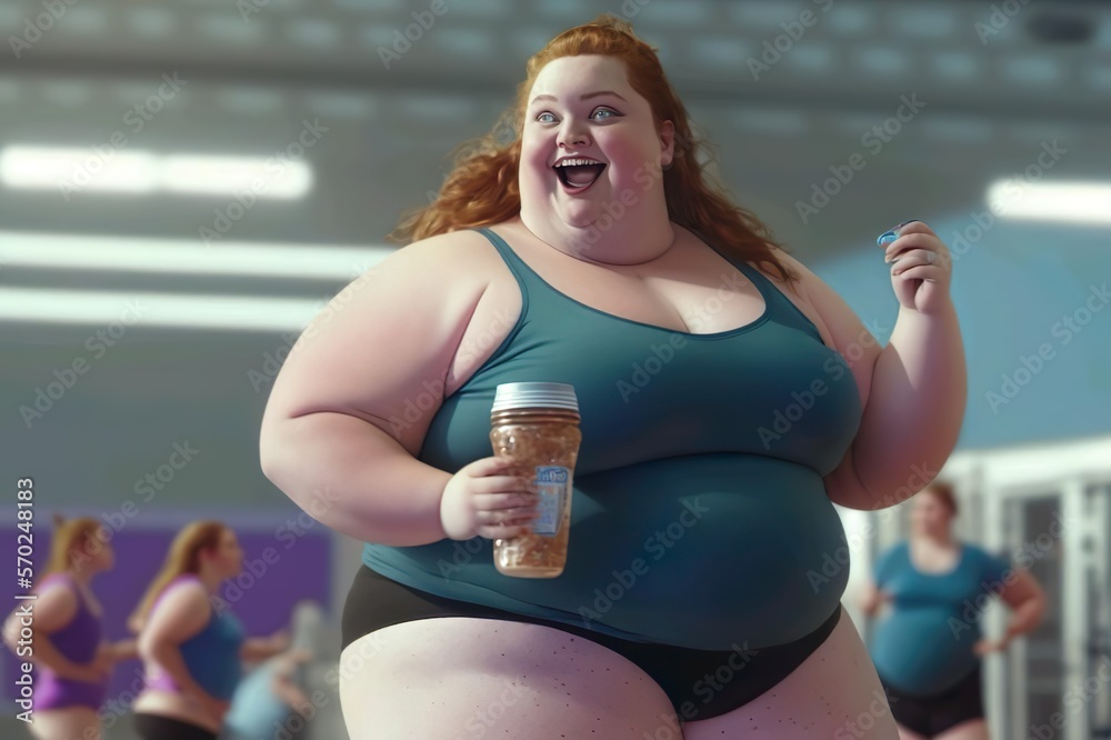 Plus-Size Woman Celebrates Her Workouts with a Smile and Refreshing ...