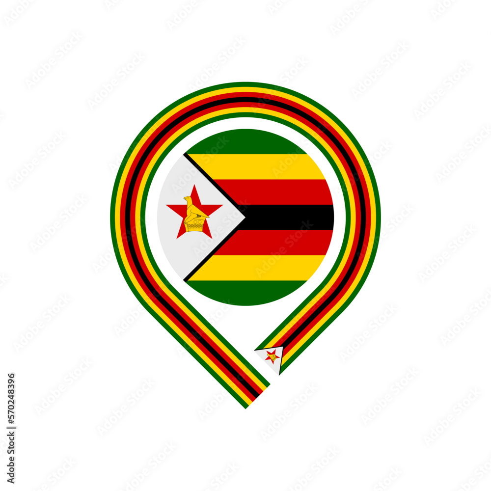 zimbabwe flag map pin icon. isolated on white background - obrazy, fototapety, plakaty 