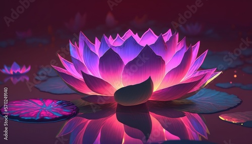 Purple pink spectral lotus flower. Generative AI