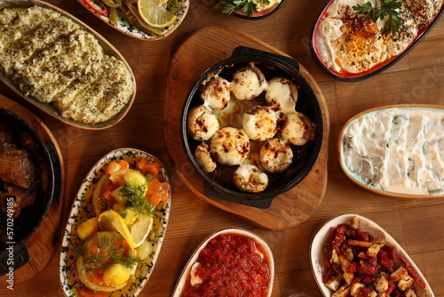 Turkish appetizer plates together