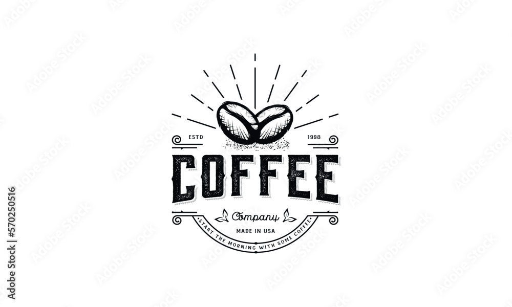 Coffee logo, vintage coffee logo, coffee shop logo, cafe logo, hot