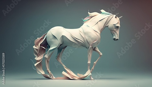 Horse animal abstract illustration minimalistic geometric background generative ai in pastel colors