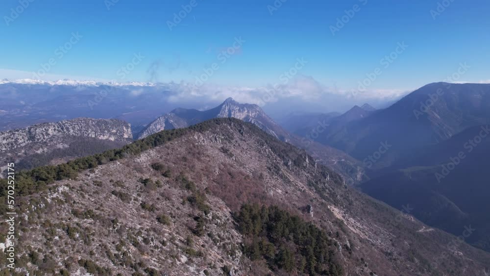 Mountain ridge in the alps in the Esteron valley drone view Mountain ridge in the alps in the Esteron valley drone view