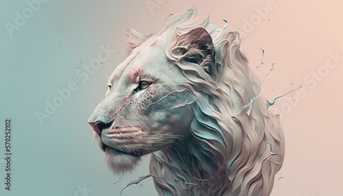 Lion animal Abstract illustration wallpaper background generative ai in pastel colors