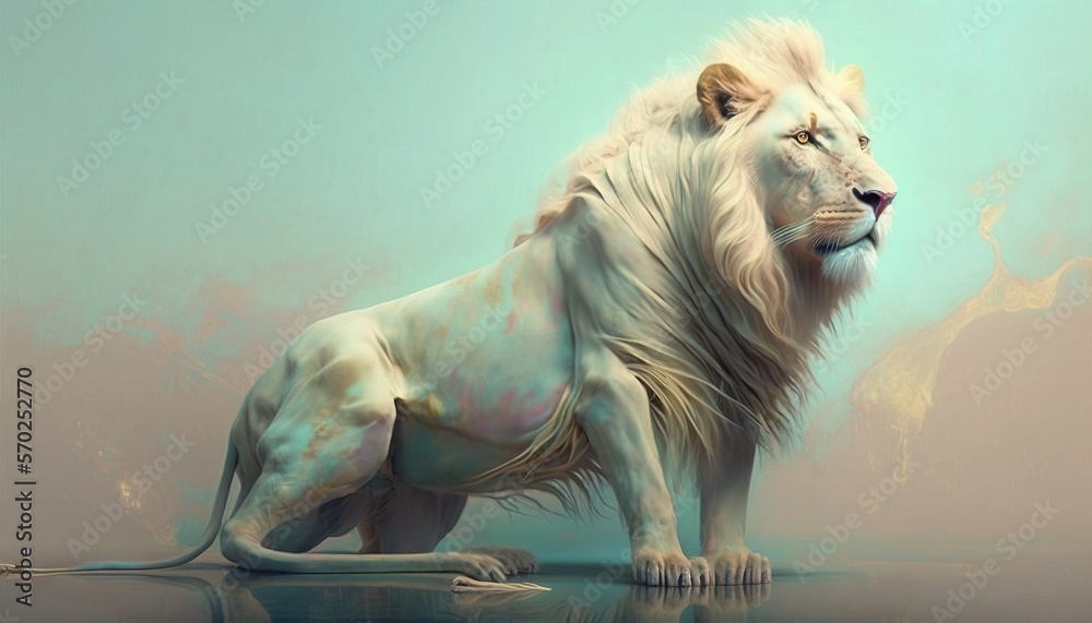 Fototapeta Lion animal abstract wallpaper in pastel colors generative ai