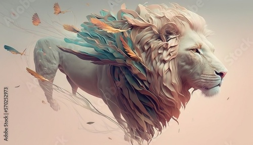 Fototapeta Naklejka Na Ścianę i Meble -  Lion animal abstract wallpaper in pastel colors generative ai