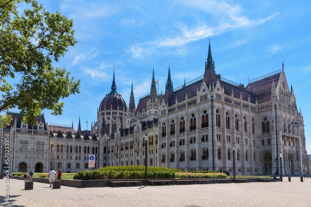 View of Hungarian Parliament Building in Budapest,