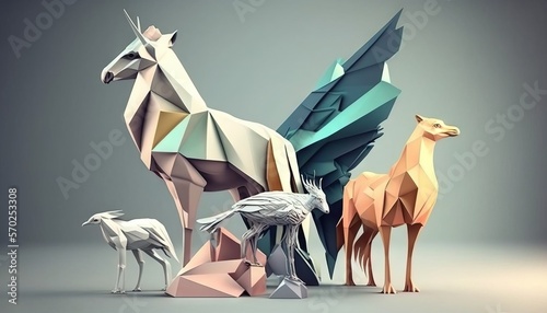 Weird abstract animals abstract wallpaper in pastel colors generative ai