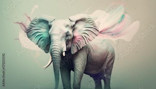 Elephant animal abstract wallpaper in pastel colors generative ai 