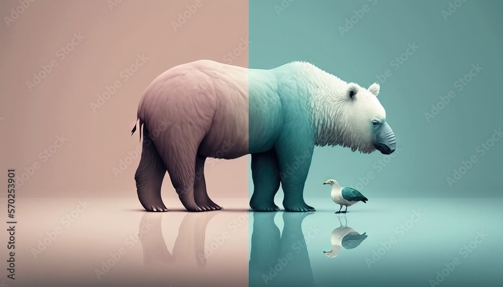 Fototapeta premium Polar Bear animal abstract wallpaper in pastel colors generative ai 