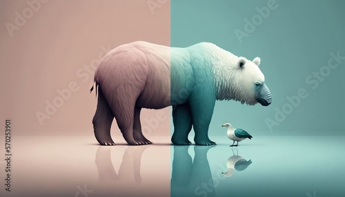 Polar Bear animal abstract wallpaper in pastel colors generative ai 