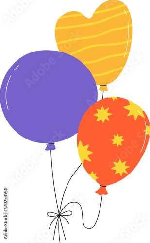 Helium balloons flat icon Children toy or decorations