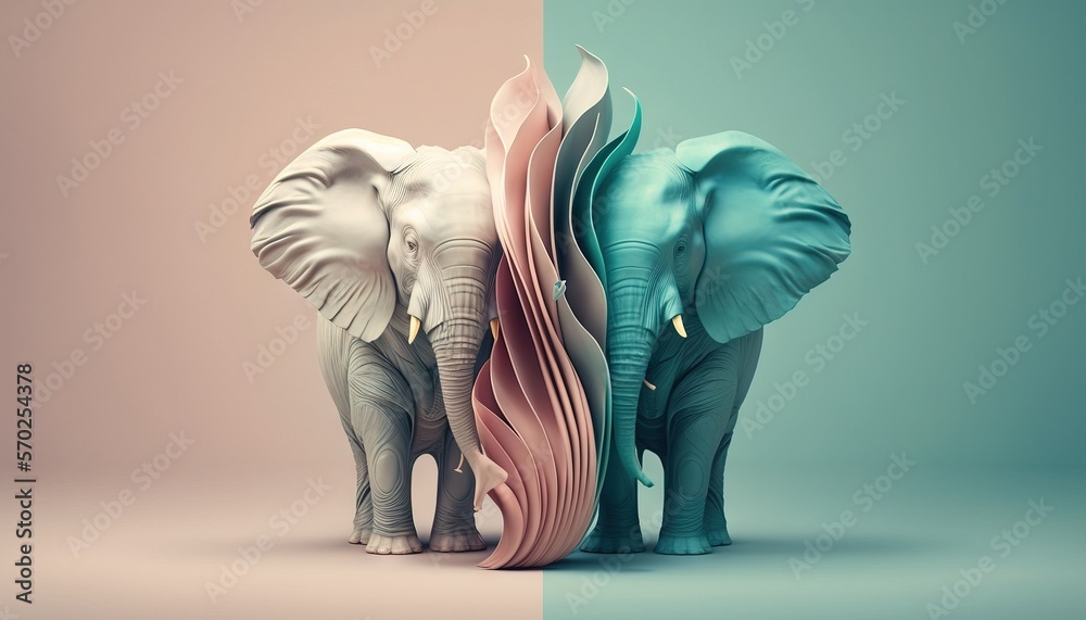 custom made wallpaper toronto digitalElephants animal abstract wallpaper in pastel colors generative ai 