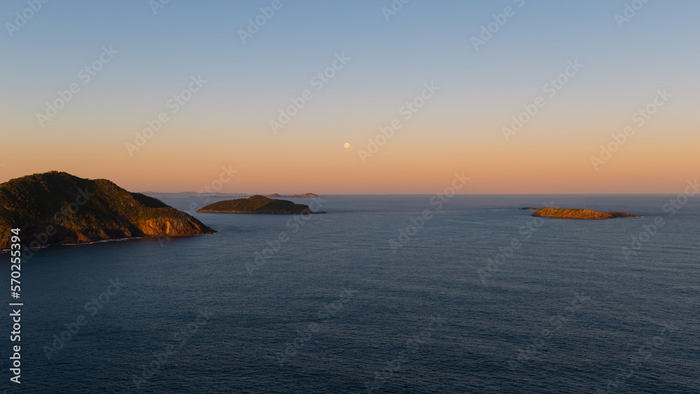Sunset view of bay of islands.