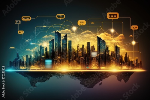 Concept of a smart city and communication network. GUI  Graphical User Interface   Graphical User Interface . IoT  Internet of Things   Internet of Things . Generative AI