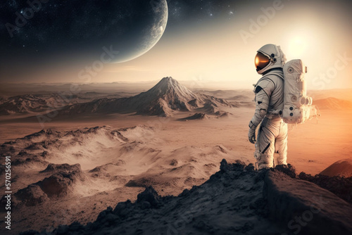 Astronaut in the alien planet generative AI
