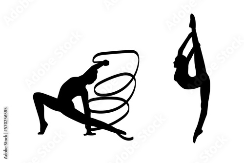 Gymnast girl. Vector. Silhouette of a girl