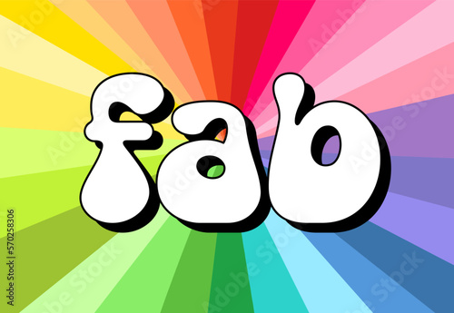 Fab word retro typography vector poster rainbow