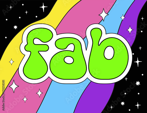 Fab word retro typography vector rainbow vector poster