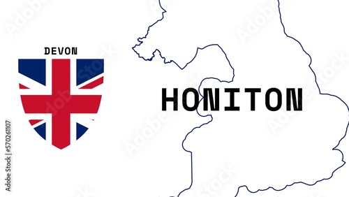 Honiton: Illustration mit dem Ortsnamen der britischen Stadt Honiton in der Region Devon photo