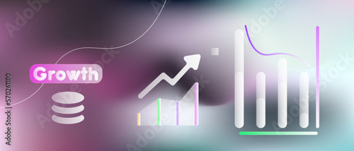 Business growth graph with arrow. Modern trendy design in 3d. Illustration