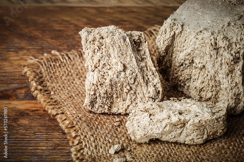 sweet delicious halva on burlap napkin