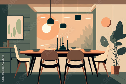 room interior with table and chairs, restaurant interior, cafe interior