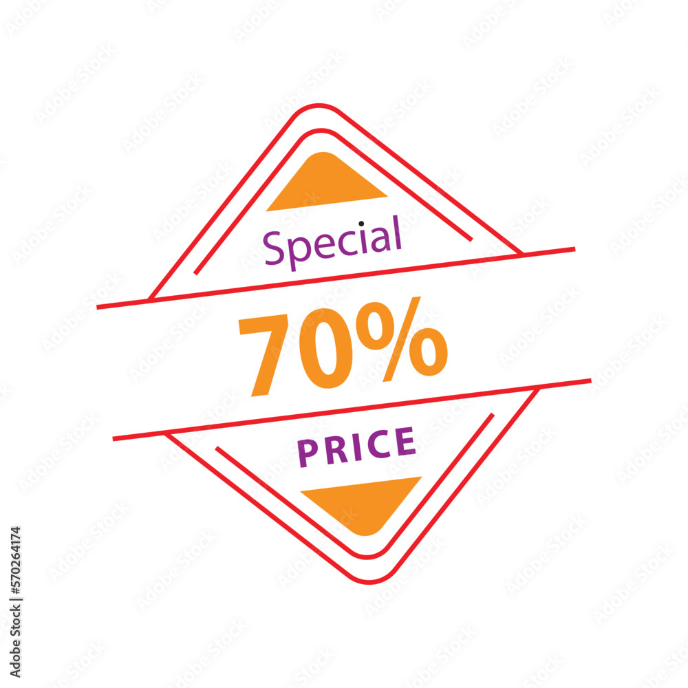 Special icon design 70% off price. Item price discount symbol line art style. Vector illustration.