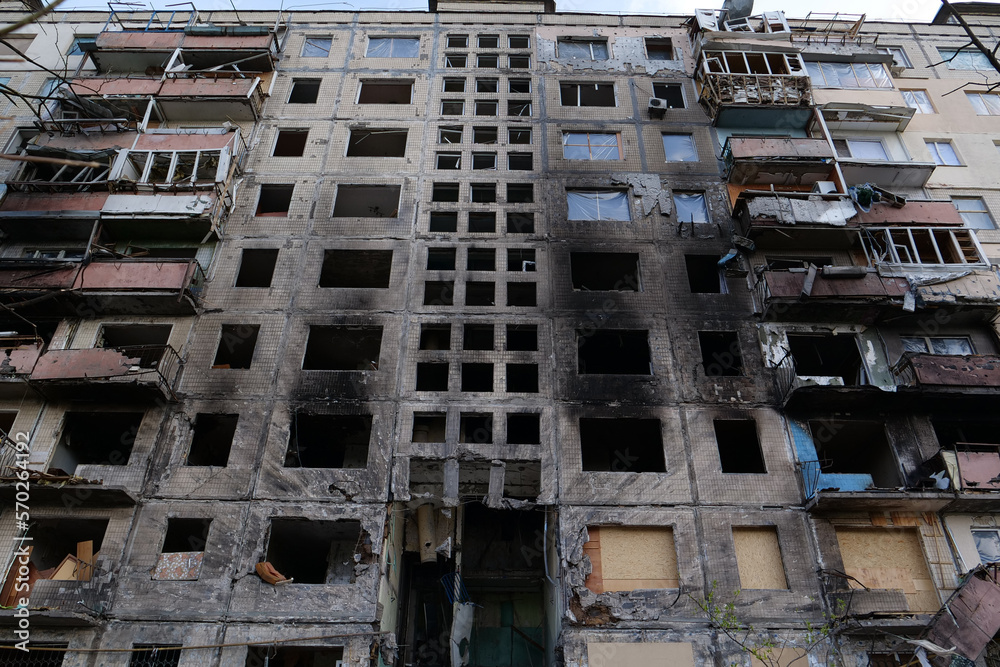 Russian terrorists dropped bombs and destroyed building,killed civilians in Kyiv