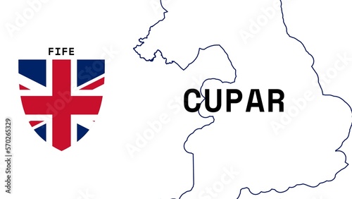 Fotografia, Obraz Cupar: Illustration mit dem Ortsnamen der britischen Stadt Cupar in der Region F