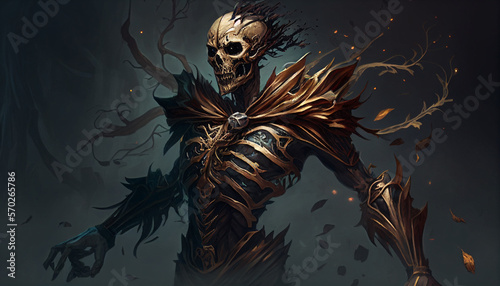 The Bones of Fear: An Eerie Encounter with a Dark Fantasy Skeletal Monster