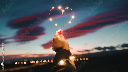 Symbol Of Heart With Fairy Lights