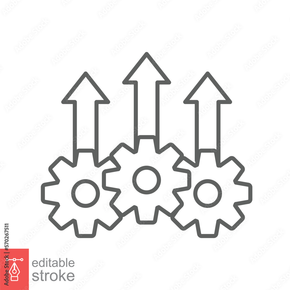 Operational excellence line icon. Simple outline style symbol. Optimize technology, innovation, production growth concept. Vector illustration isolated on white background. Editable Stroke EPS 10. Operational excellence line icon. Simple outline style symbol. Optimize technology, innovation, production growth concept. Vector illustration isolated on white background. Editable Stroke EPS 10.