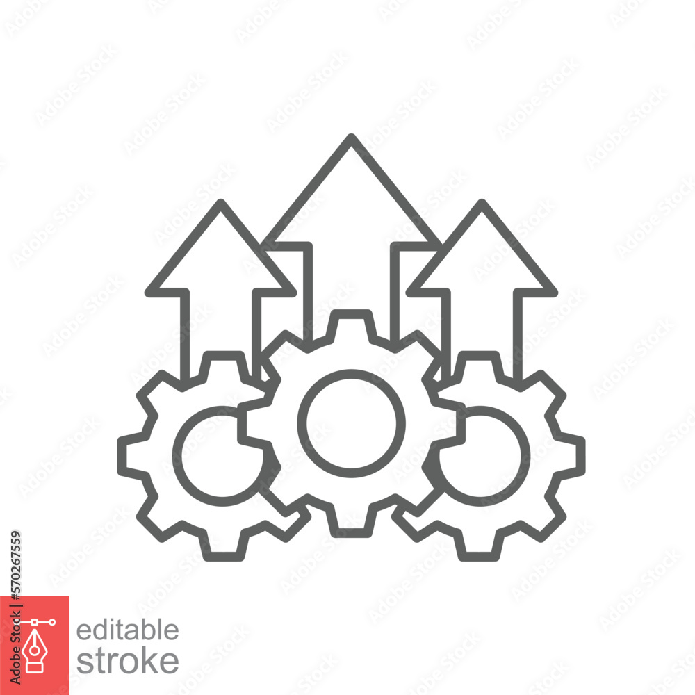 Operational excellence line icon. Simple outline style symbol. Optimize technology, innovation, production growth concept. Vector illustration isolated on white background. Editable Stroke EPS 10. Operational excellence line icon. Simple outline style symbol. Optimize technology, innovation, production growth concept. Vector illustration isolated on white background. Editable Stroke EPS 10.