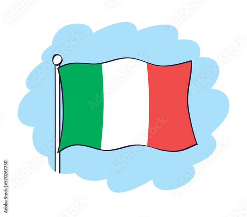 Italy, Italian flag cartoon vector icon