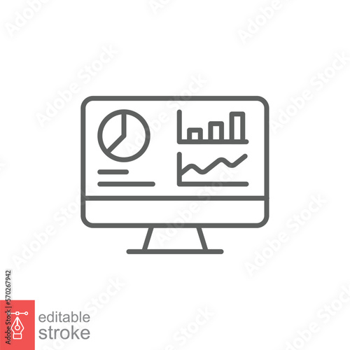 Dashboard admin line icon. Simple outline style. User panel template, data analysis, agency, graph, business linear sign. Vector illustration isolated on white background. Editable stroke EPS 10.