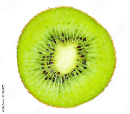 Fresh green kiwi fruit sliced isolated on white background