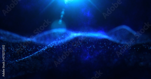 Abstract waves from particles and dots of energetic magic with the effect of glow and blur, abstract background © Bolbik