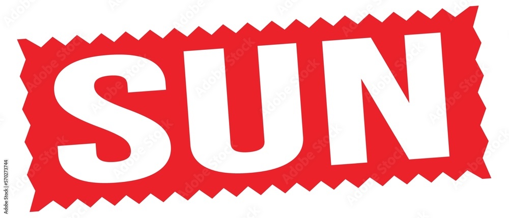 SUN text written on red stamp sign. SUN text written on red stamp sign.