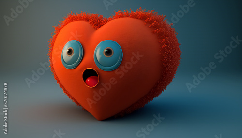 Very sweet surprised heart. Large eyes and open mouth at heart. Funny red heart with gun. Great way to have fun by putting this image on background.