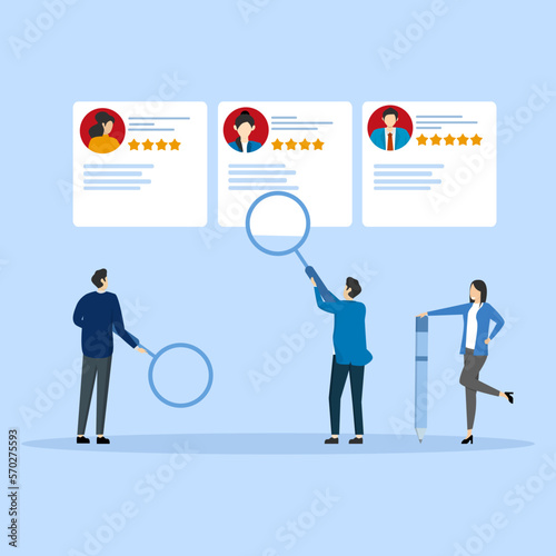 Recruitment hiring process to choose candidate to fit job position, HR Human Resources recruiting people fill in vacancy concept, business people HR with magnifier to choose choose candidate resume.
