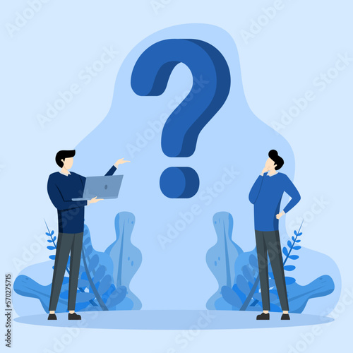 question, business concept, questioning in meeting workplace talking professional teamwork, presentation, icon, flat background Vector illustration