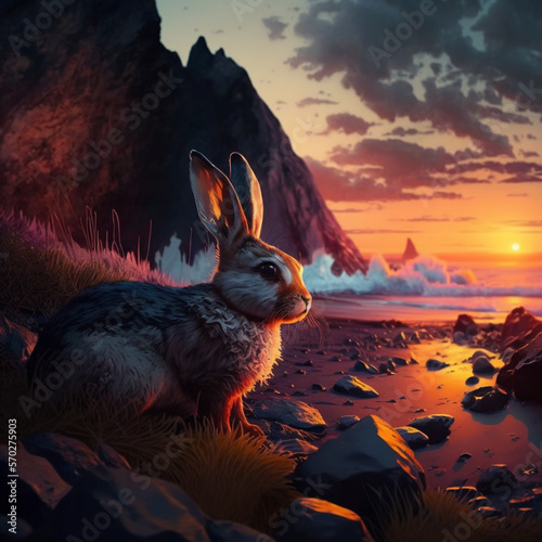 rabbit in the sunset