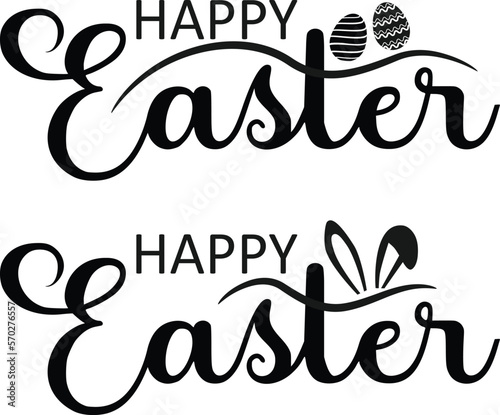 Happy Easter Letters with Bunny ears and eggs,  ZIP file contains EPS, JPEG and PNG formats.
