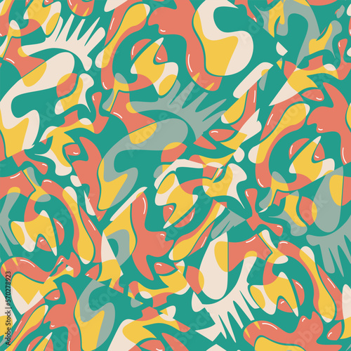 Unusual seamless abstract pattern with wave geometry shapes
