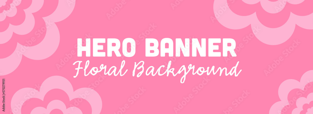 Pink Floral Background, Hero Image Template, Wide Flower Banner for Websites And Print Design With Copy Space. Magenta shade
