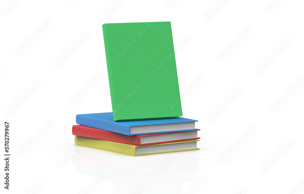 Book made in 3D used for mockup with shadow and reflection on white background Book made in 3D used for mockup with shadow and reflection on white background
